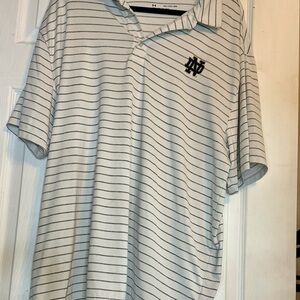 Notre Dame White and Gray Polo Shirt with Classic Stripes